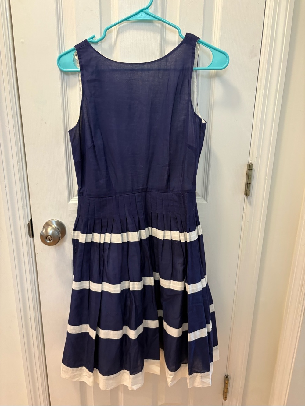 Talbots Navy and White Striped Sleeveless Dress